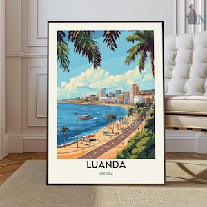 Cartel de Luanda, Arte de la pared de Luanda, Impresión de Luanda, Foto de Luanda, Impresión de cartel de Luanda, Cartel de viaje de Luanda, Luanda Angola, Mapa de la ciudad de Luanda