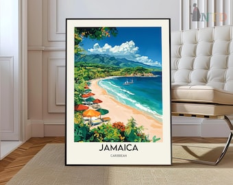 Jamaica Poster, Jamaica Travel Print, North America Wall Art, North American Travel Print, Tropical Decor, Sea Print, Jamaica Travel Poster