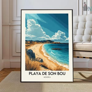 Beach de Son Bou Druck, Beach de Son Bou Wandkunst, Beach de Son Bou Poster, Beach de Son Bou Foto, Beach de Son Bou Menorca Poster