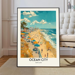 Ocean City Travel Poster Maryland, Ocean City Wall Art, Ocean City Poster Print, Ocean City Photo, Ocean City Decor, Maryland USA