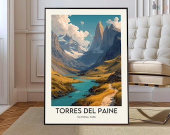 Póster de Torres del Paine, Arte mural de Torres del Paine, Impresión de Torres del Paine, Foto de Torres del Paine, Póster de Torres del Paine, Patagonia, Chile