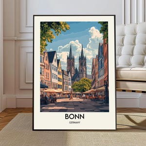 Bonn poster, Bonn Wall Art, Bonn Print, Bonn Photo, Bonn Poster Print, Bonn Travel, Bonn city, Bonn map, Rhine River poster, Bonn Germany