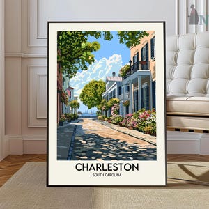 Charleston-afdruk, Charleston-poster, Charleston-kunstwerk, Charleston-kunstafdruk, Charleston-kunst aan de muur, Charleston Travel, Charleston Photo