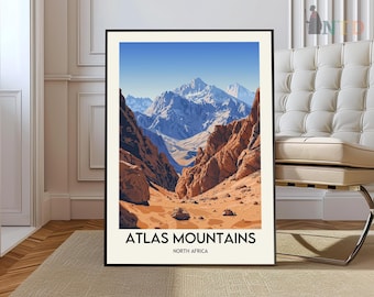 Póster de las montañas del Atlas, arte mural de las montañas del Atlas, impresión de las montañas del Atlas, foto de las montañas del Atlas, impresión de póster de las montañas del Atlas
