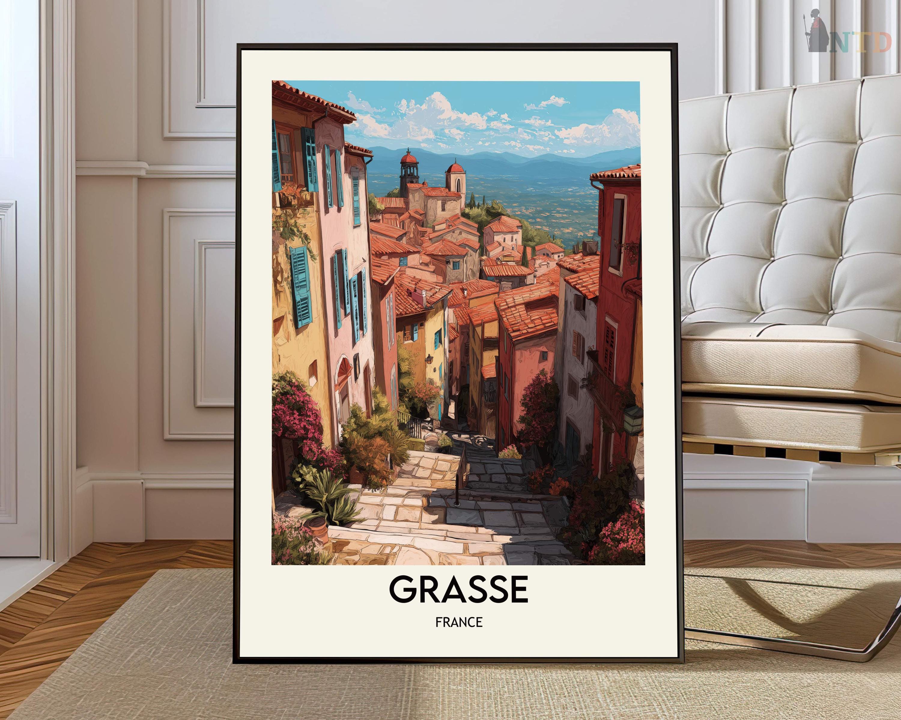 Grasse France Poster Print, Perfume Capital of Provence Hilltop