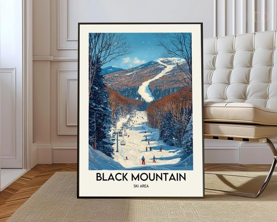 Black Mountain Ski Area Poster: Jackson NH Vintage Travel Art