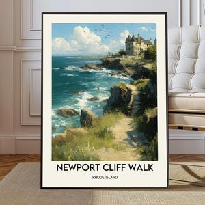 Newport Cliff Walk poster, Newport Cliff Walk print, Newport Cliff Walk wall decor, Newport Cliff Walk artwork, Newport Rhode Island print