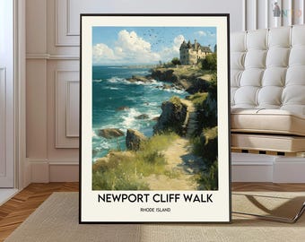 Newport Cliff Walk Poster: Rhode Island Coastal Artwork