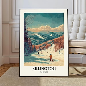 Póster de la estación de esquí de Killington, arte mural de la estación de esquí de Killington, impresión de la estación de esquí de Killington, foto de la estación de esquí de Killington, Killington, Vermont