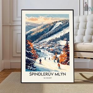 Skidorten Špindlerův Mlýn Affisch: Tjeckiens vinterkonst