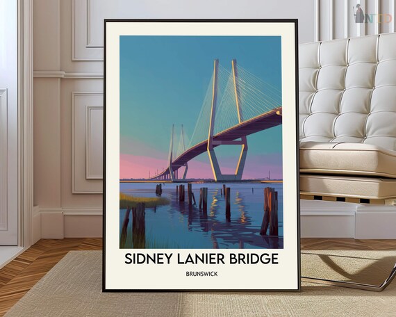 Sidney Lanier Bridge Georgia Poster, Brunswick Cable-stayed Bridge
