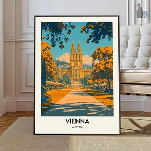 Impressão de viagem de Viena, pôster de viagem de Viena, arte de parede da Áustria, decoração de viagem da Áustria, presente de viagem de Viena, impressão de arte de Viena, arte de parede vintage