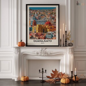 Guanajuato Mexiko Poster Druck | Bunte Koloniale Stadt Wandkunst | Historische Altstadt Strasse Illustration | Reise-Dekor-Geschenk Bild 14