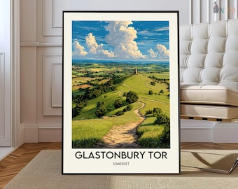 Glastonbury Tor Print, Glastonbury Wall Art, Glastonbury Poster, Glastonbury Photo, Glastonbury England Glastonbury Tor UK, England Somerset