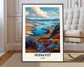 Nunavut Kanada Poster Druck, Arktische Wildnis Wandkunst, Nordlichter Druck, Polarlandschaft Geschenk