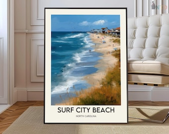 Surf City Beach poster, Surf City Beach Wall Art, Surf City Beach Print, Surf City Beach Photo, Surf City Beach Topsail Island  Poster