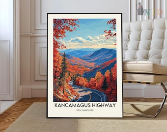 Kancamagus Highway Art, White Mountains NH Print, New Hampshire Artwork, Kancamagus Hwy Gift, Travel Print, Travel Poster, Housewarming Gift