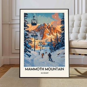 Mammoth Mountain Ski Resort Poster, California Travel Poster, Skiing Print, Vintage Ski Poster, Mammoth Lakes, Mammoth Mountain print