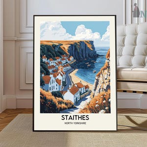 Staithes Poster, UK Art Poster, Coastal Wall Art, UK Home Decor, Staithes Wall Decor, Beach House Decor, Staithes Travel Print, Staithes Art