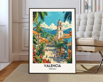 May include: A colorful illustration of a city scene with a tall white tower, palm trees, and buildings. The text "VALENCIA VENEZUELA" is at the bottom of the image.