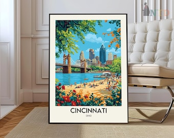 Cincinnati Print, Cincinnati Poster, Cincinnati Wall Art, Cincinnati Art Print, Cincinnati Artwork, Cincinnati Photo, Cincinnati Skyline