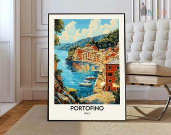 Portofino-afdruk, Portofino-muurkunst, Portofino-poster, Portofino-foto, Portofino-posterafdruk, Italiaanse Rivièra Portofino, Portofino, Italië