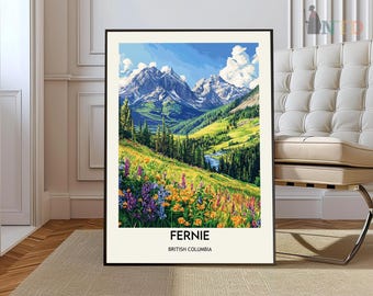 Fernie BC wall art - British Columbia, Fernie print, Fernie Canada Wedding gift, Birthday present, Custom Text, Perfect Gift