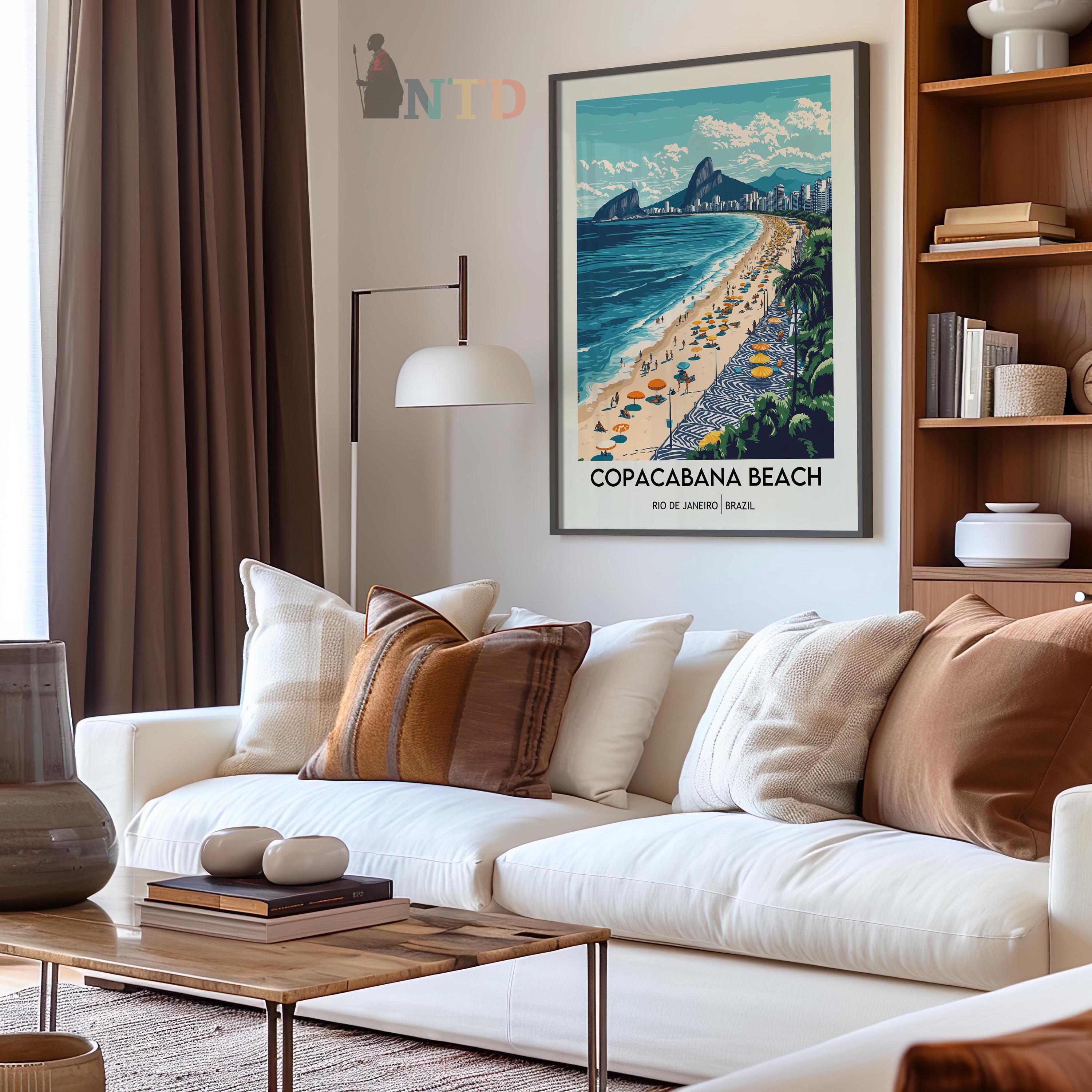 Copacabana Beach Travel Print Wall Art Copacabana Brazil Wall