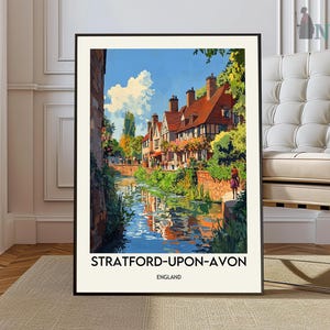 Stratford-upon-avon reisafdruk kunst aan de muur Stratford-upon-avon wanddecoratie woondecoratie Stratford-upon-avon cadeau kunstliefhebbers Engeland kunstliefhebber