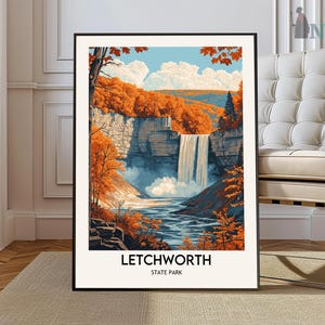 Impresión del parque estatal de Letchworth, arte mural de Letchworth, póster de Letchworth, fotografía de Letchworth, impresión de póster de Letchworth, arte de Letchworth, Nueva York