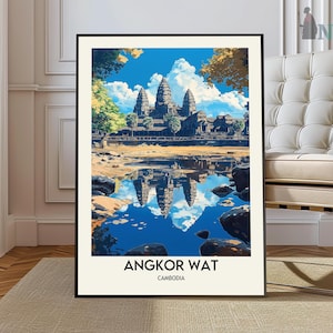 Angkor Wat Poster, Angkor Wat Travel Print, Cambodia Travel Print, Asia Travel Art, Angkor Wat print, Tropical Art, Asian Gift