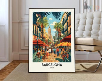 Barcelona Print, Barcelona Poster, Barcelona Wall Art, Barcelona Art Print, Barcelona Spain, Spain Poster, Barcelona Skyline, Travel Poster