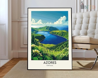 Azores Portugal Landscape Art Print, Coastal Wall Decor