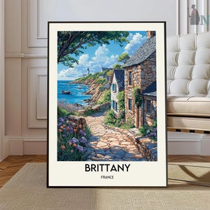 Pôster da Bretanha, Impressão de viagem à França, Decoração francesa, Pôster de viagem à Europa, Arte de parede europeia, Presente da Bretanha, Viagem à Bretanha, Bretanha França