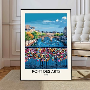 Pont des Arts poster, Pont des Arts print, Pont des Arts France, Pont des Arts Paris, Seine River poster, Pont des Arts decor