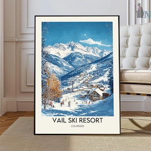 Vail Travel Poster, Vail Print, Vail Poster, Digital Download, Printable Vail Wall Art, Vail gift, Colorado poster, gift for skier