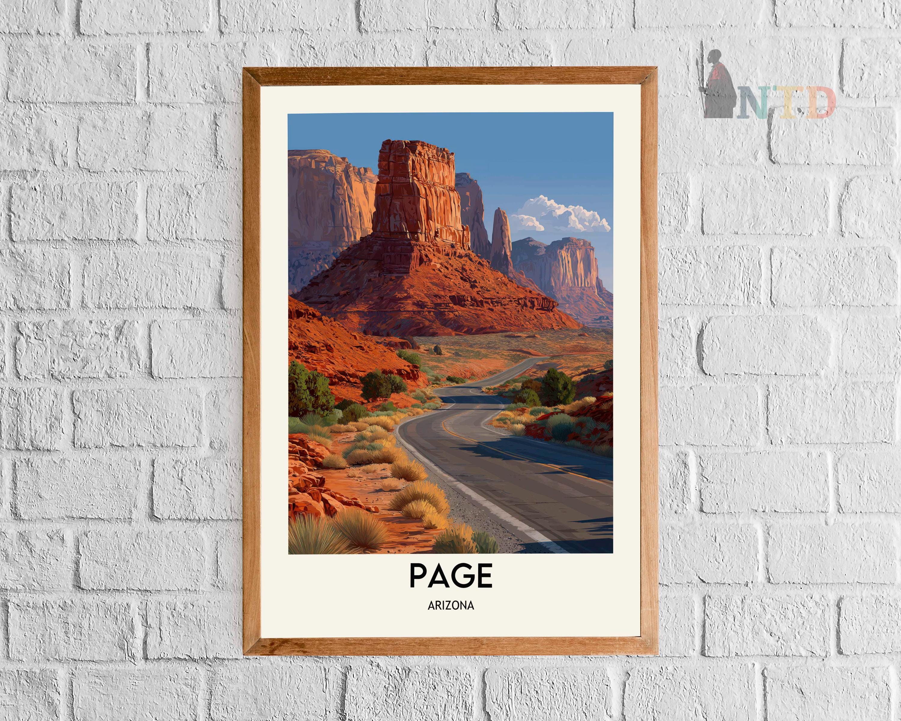 Page Arizona Poster, Horseshoe Bend & Antelope Canyon Wall Art