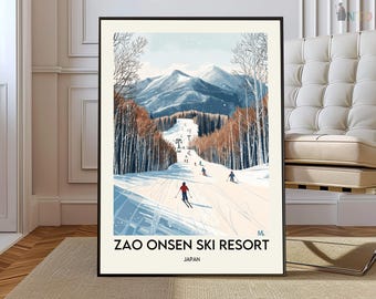 Zao Onsen Ski Resort Japan Poster, Yamagata Snow Monsters Winter