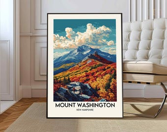 mount washington poster, mount washington print, mount washington artwork , mount washington NH, White Mountains poster, Appalachian Trail