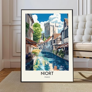 Niort-poster, Niort-muurkunst, Niort-afdruk, Niort-foto, Niort-posterafdruk, Niort-reisposter, Niort Frankrijk, Niort-kaart, stad Niort