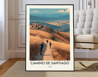 Camino de Santiago Wall Art, Camino de Santiago Print, Camino de Santiago Map, Camino de Santiago Poster, Camino de Santiago Shell Art