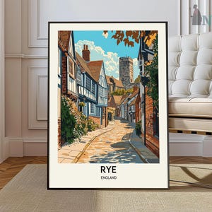 Rye Travel Poster Wall Art, Rye Travel Print, East Sussex, English Coastal Art, Rye Gift, Rye England, Rye East Sussex poster
