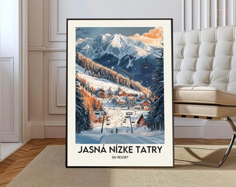 Jasná Slovakia Ski Resort Poster: Low Tatras Mountain Art