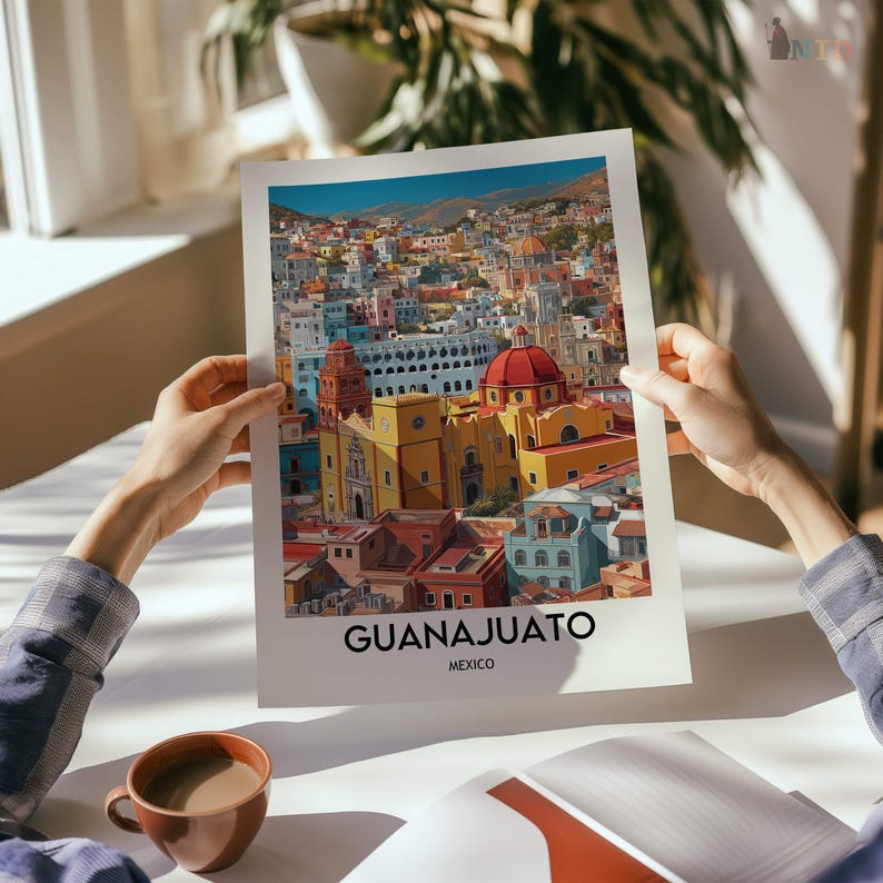Guanajuato Mexiko Poster Druck | Bunte Koloniale Stadt Wandkunst | Historische Altstadt Strasse Illustration | Reise-Dekor-Geschenk Bild 9
