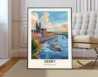 Derry poster, Derry Wall Art, Derry Print, Derry Photo, Derry Poster Print, Derry Travel Poster, Derry Northern ireland, Londonderry poster