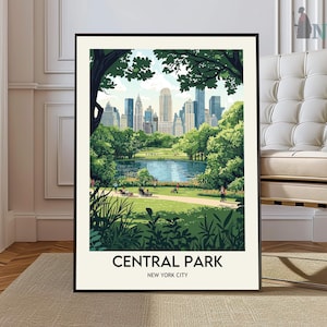 Central Park Poster: Manhattan NYC Photo Print, Oak Frame Option