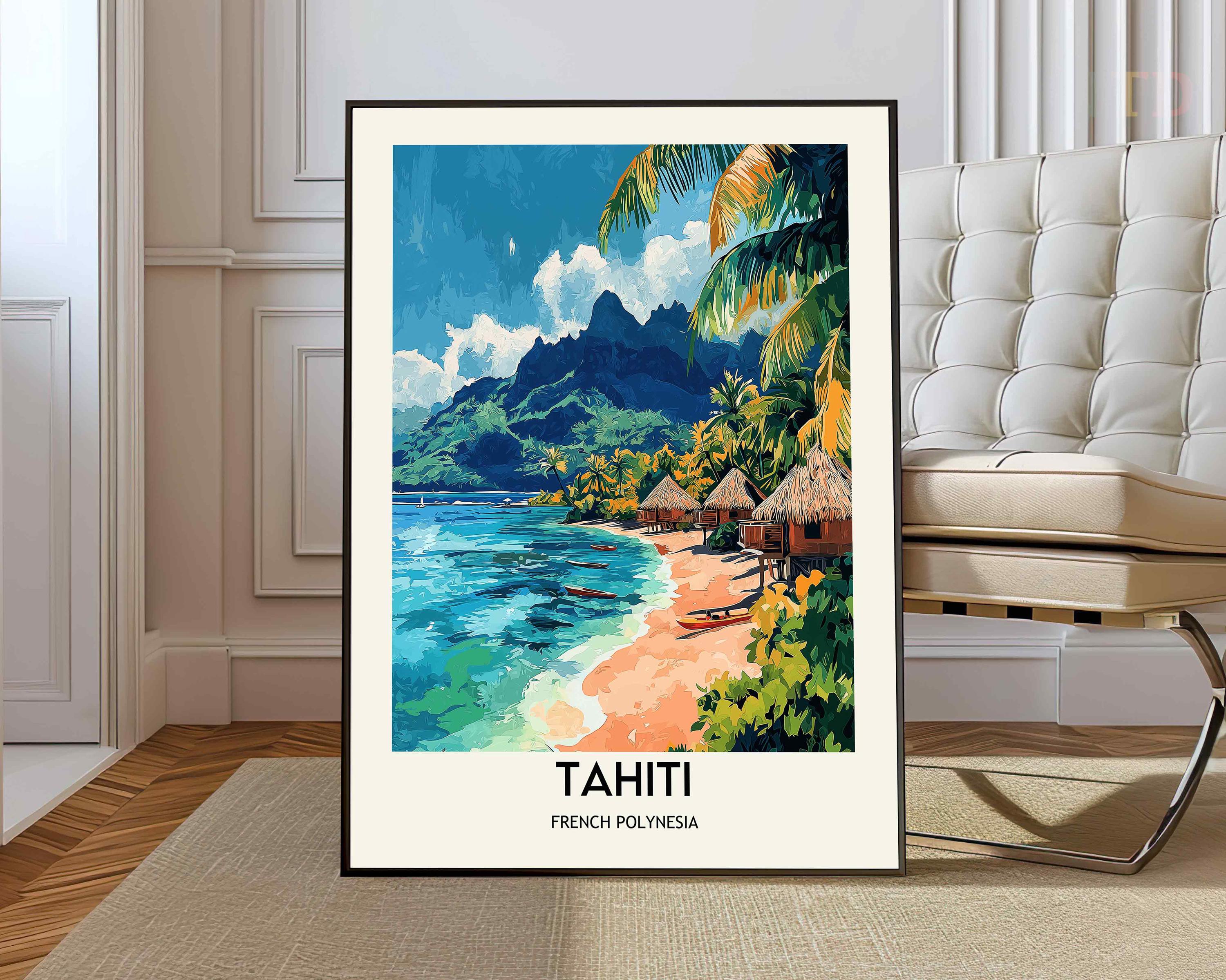 Tahiti Poster, Tahiti Wall Art, Tahiti Print, Tahiti Photo, Tahiti Poster Print, Tahiti Travel Poster, Tahiti French Polynesia, Tahiti map