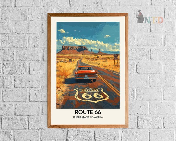 Route 66 Wall Art, Route 66 Print, Route 66 Art, Route Gift