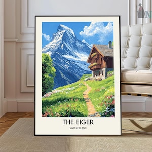 Eiger Print, Eiger Wall Art, Eiger Poster, Eiger Photo, Eiger Poster Print, Eiger Travel Poster, Eiger Switzerland, Bernese Alps Jungfrau