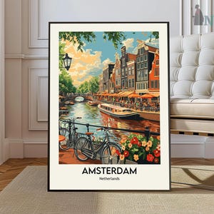 Impression d'Amsterdam, art mural Amsterdam, affiche d'Amsterdam, photo d'Amsterdam, impression de la ville d'Amsterdam, affiche de voyage d'Amsterdam, Amsterdam Pays-Bas